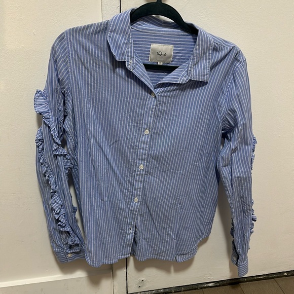Rails women’s ruffle striped button down in size medium - Picture 1 of 4